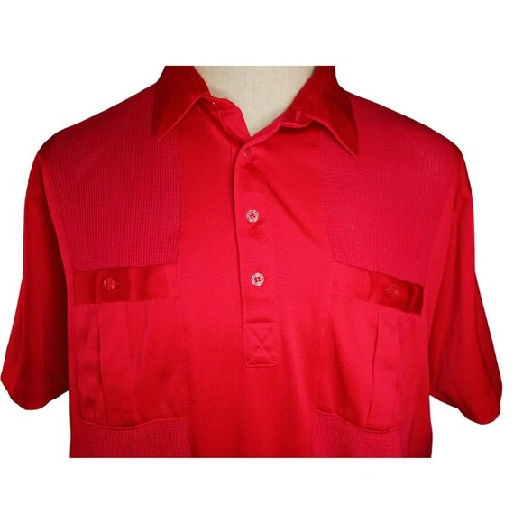 Alan Stuart Polo Shirt Mens XL Red Banded Waist Mesh Panel Casual Vintage 80s - Picture 5 of 10